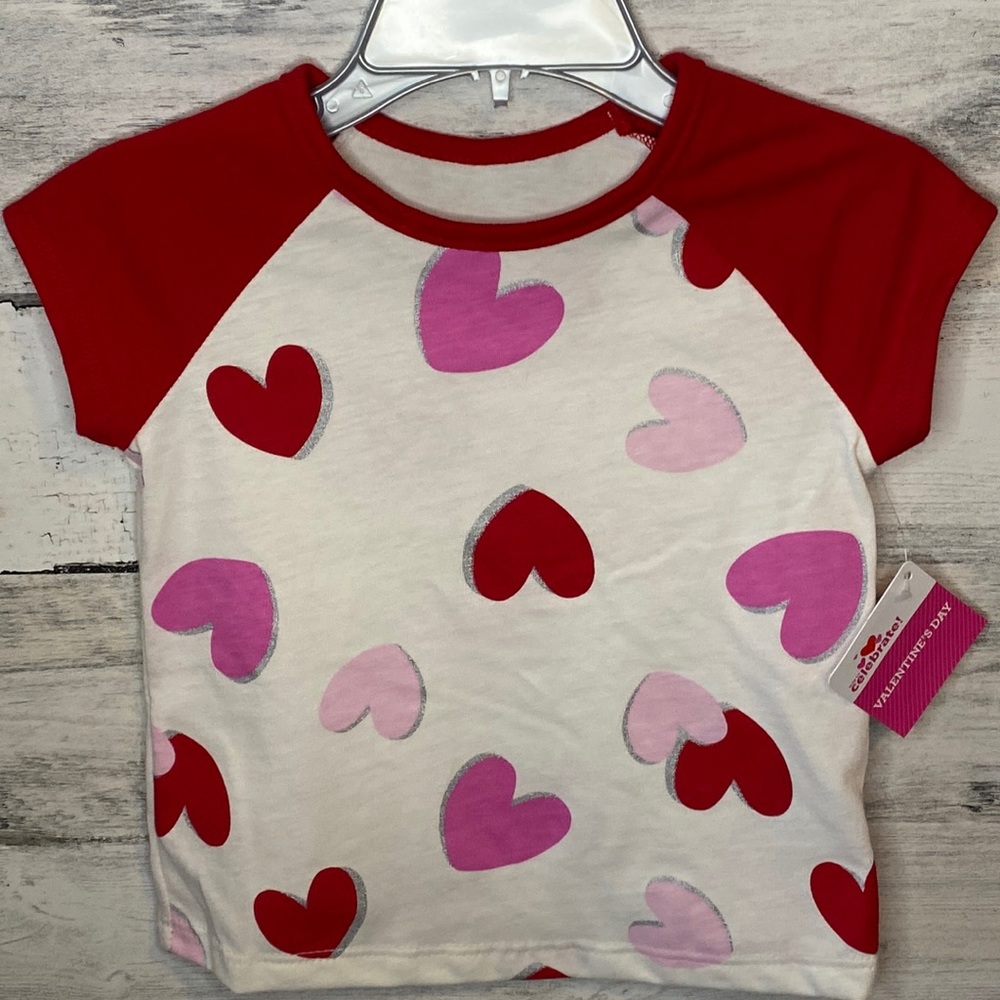 Baby Girl Heart Raglan Shirt Size 12 Months NEW